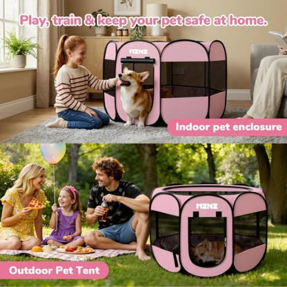 Dog Cat Small Animal Puppy Playpen Crate, Medium, Whole Pink