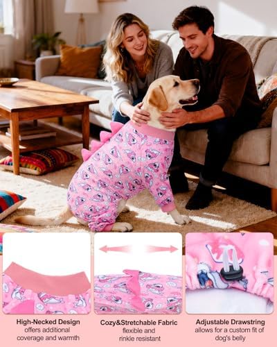 CuteBone Dinosaur Costume Dog Pajamas, Stretchy Spandex Crystal Velvet Sleepwear Coat for Small Dogs, Soft & Warm Pet Outfit Clothes for Cold Weather, Cozy Pullover Design COSP09-4XL