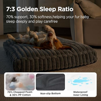 Bedsure ComfyFleece™ Fluffy Balanced Support Large Dog Bed for Crate,35x22