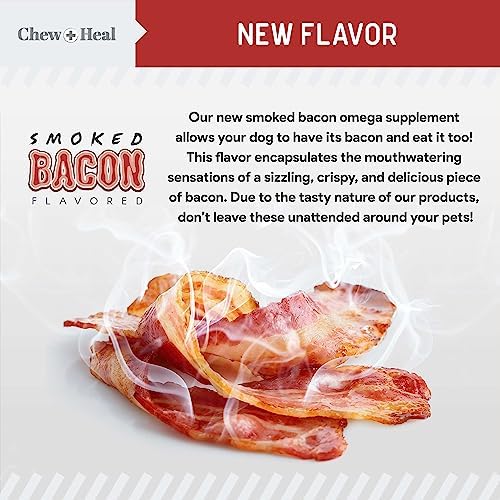 Omega 3 Fish Oil for Dogs, Bacon Flavor - 360 Soft Chews for Skin and Coat