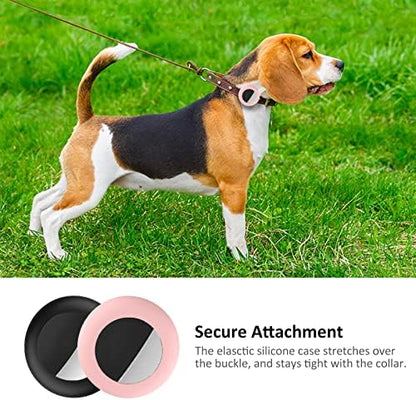 2022 AirTag Cat Collar Holder, Small AirTag Compatible Case, 2Pack Waterproof for 3/8" Collar, Black&Pink