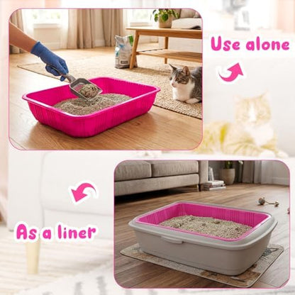Tessco for You 60 Pack Disposable Litter Boxes for Cats,Rose Red