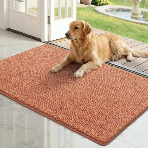 Bcoimo Super Absorbent Dog Door Mat, 48"*30" Anti Slip Mat for Muddy Paws