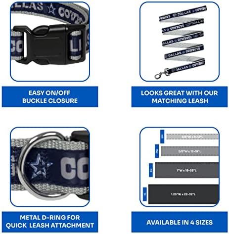 Dallas Cowboys NFL Dog & Cat Collar - Large, Shiny & Colorful, Licensed by The NFL