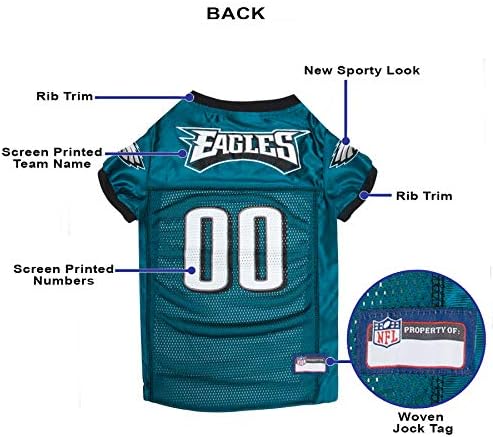 Pets First NFL Philadelphia Eagles Dog Jersey, Size XX-Large, Football Shirt Costume for Pet, Dog Sports T-Shirt, NFL Team Clothing for Cats, Licensed Pet Apparel Available in 7 Sizes and 32 Teams