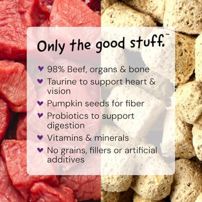 Stella & Chewy's Freeze-Dried Raw Cat Dinner Morsels - Premium Beef Recipe with 98% Grass-Fed Meat & Organs - Natural Grain-Free Cat & Kitten Food - Made in USA - 18 oz