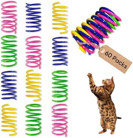 Cat Toys for Indoor Cats, 60 Pack Interactive Cat Spring Toys