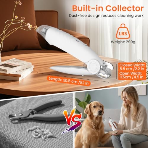 2-in-1 Dog & Cat Nail Clippers and Grinder with 2 Light, Quiet Electric Pet Nail Trimmers for Small Medium Large Dogs & Cats Claw, Safety Guard Usb Rechargeable, Professional Grooming Tool