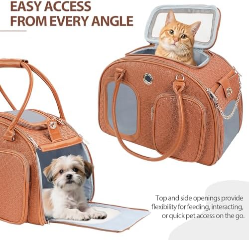 Dog Purse Carrier for Small Dogs, Airline Approved Pet Carrier Purse with Mesh Windows, Soft-Sided Travel Bag for 5–9 lbs Puppy & Cats, Lightweight Tote for Travel & Daily Outings