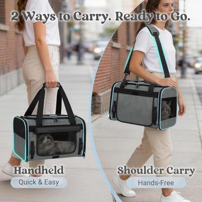 rabbitgoo Cat Carrier Soft with Rollable Flap, Travel Safe for Car Airline