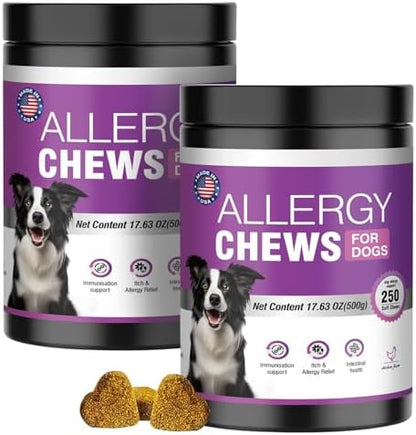 Dog Allergy Chews, Itchy Skin & Hot Spot Relief with Probiotics, 500 Count