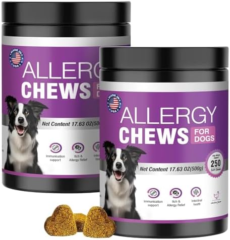 Dog Allergy Chews, Itchy Skin & Hot Spot Relief with Probiotics, 500 Count