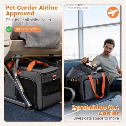 Cat Carrier Soft Sided Airline Approved for Small Pet Dog Travel