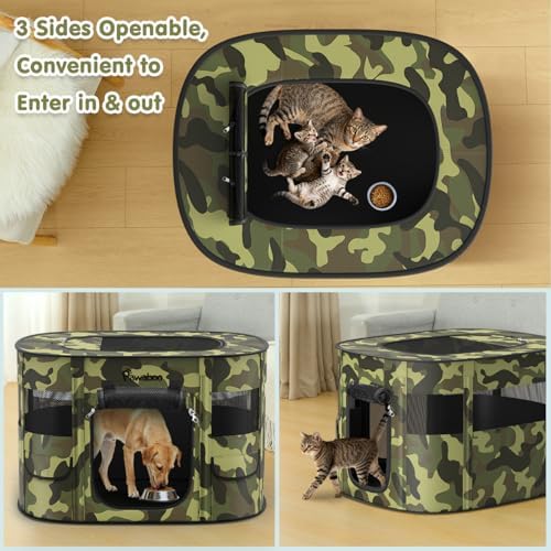 Pawaboo Portable Dog Playpen, 600D Oxford Pet Tent, Black Camouflage