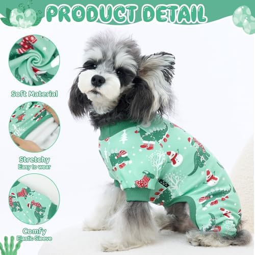 XPUDAC 4 Pack Dog Pajamas Cute Dog Clothes for Small Medium Dogs Boy Stretchy Soft Pjs Jammies Outfit Puppy Onesies for Winter, M