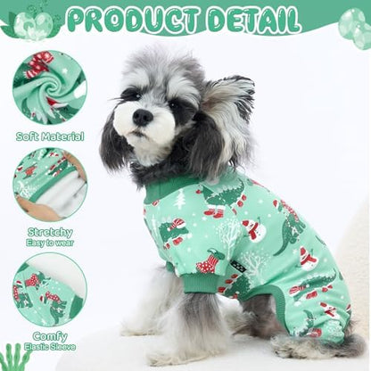 XPUDAC 4 Pack Dog Pajamas Cute Dog Clothes for Small Medium Dogs Boy Stretchy Soft Pjs Jammies Outfit Puppy Onesies for Winter, M