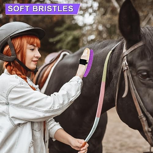 Horse Grooming Kit, 9-Piece Horse Brush Set with Tote Bag, Purple
