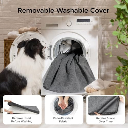 Bedsure Washable Dog Beds Large Sized Dog with Comfy Sherpa, 36IN Dark Grey