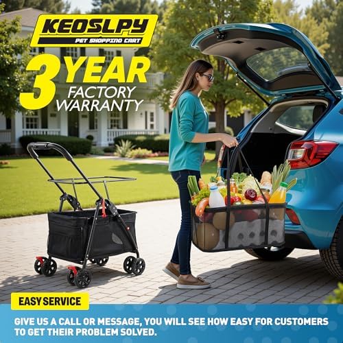 2-in-1 Folding Shopping Cart & Pet Stroller 99 LB Grocery Cart