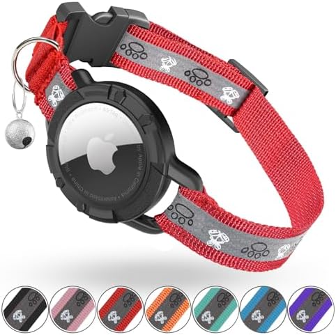 Reflective AirTag Cat Collar, Integrated Cat Collar with Air Tag Holder