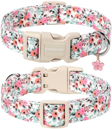 DOGWONG Pink Flower Girl Dog Collar for Small Medium Large Dogs XL