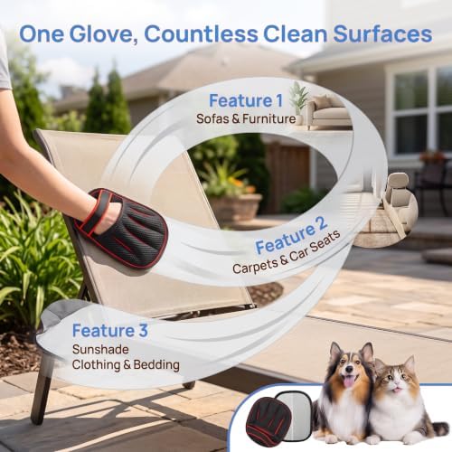 Pet Hair Remover Cleaning Glove for Dogs&Cats,Fur Grooming Tool for Laundry