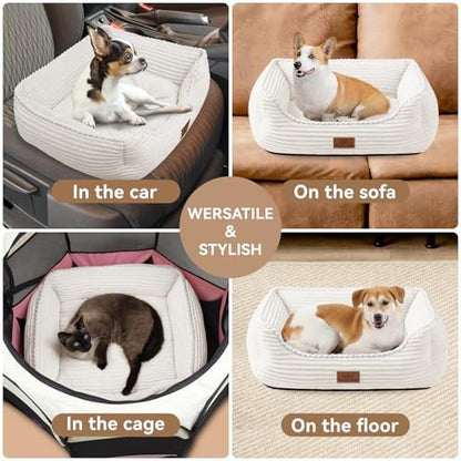Zerbuger 25in Cream Rectangle Cat Dog Bed Machine Washable Sleeping Sofa