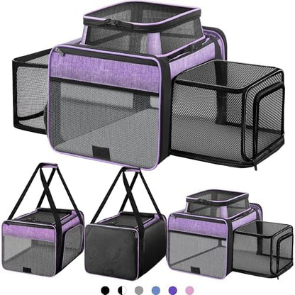 Top and 2 Sides Expandable Cat Carrier 18x11x11 TSA Airline Approved