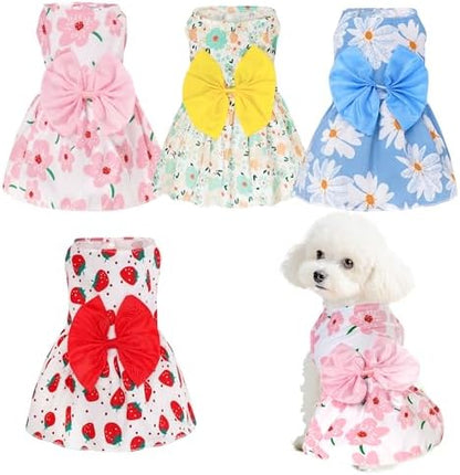 choyaxo 4pcs Cute Dog Dress Pet Dress Puppy Skirt Summer Pet Clothes for Puppy Small Cats