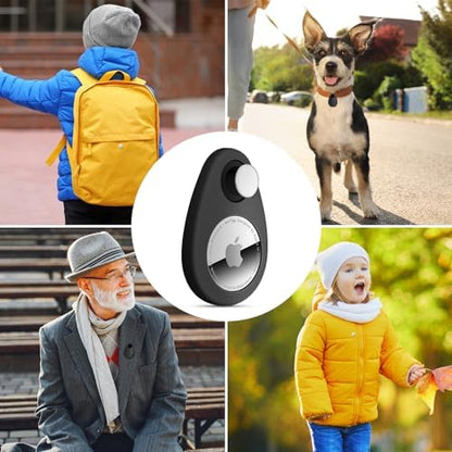 2 Pack Airtag Holder for Kids Hidden,GPS Tracker Case, Anti-Removal Airtag Silicone Case with Pins, Suitable for Children, Elderly, Pets, Backpack, Luggage(White,Black)