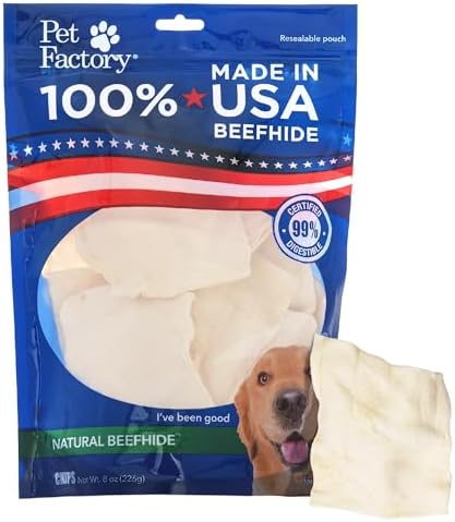 Pet Factory 100% USA Made Beefhide 8in Rolls Dog Dental Chews - Thick Rawhide Dental Chews for Dogs, Promotes Healthy Teeth & Gums, 99% Digestible - 8 Ounce (Pack of 1)