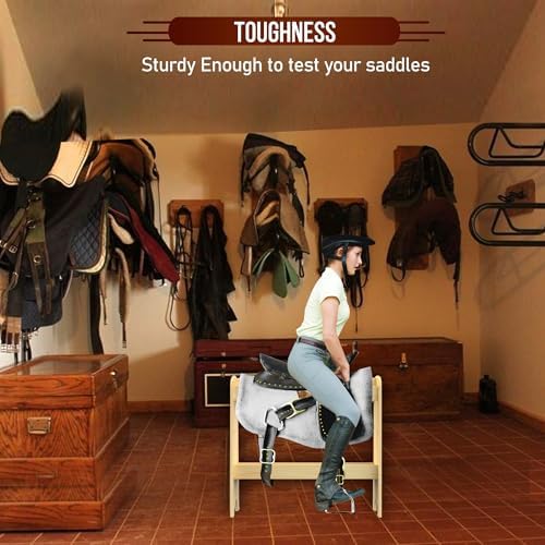 HOTCAN Pine Wood Saddle Rack | Ideal Saddle Stand for Horse Gear and Horse Tack Organizers | Suitable for Displaying Trophy Tack at Home | Compatible with English, Australian, Western Saddles(Natural)