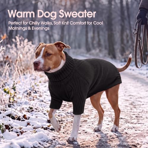 IECOii XXL Dog Sweater,Thermal Knit Turtleneck Big Dog Sweater with Sleeve