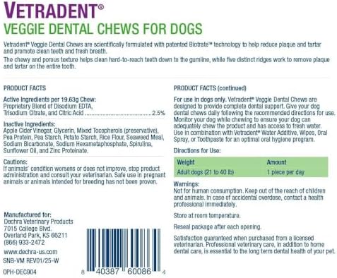 Vetradent® Veggie Dental Chews for Dogs - Medium, 30 Chews