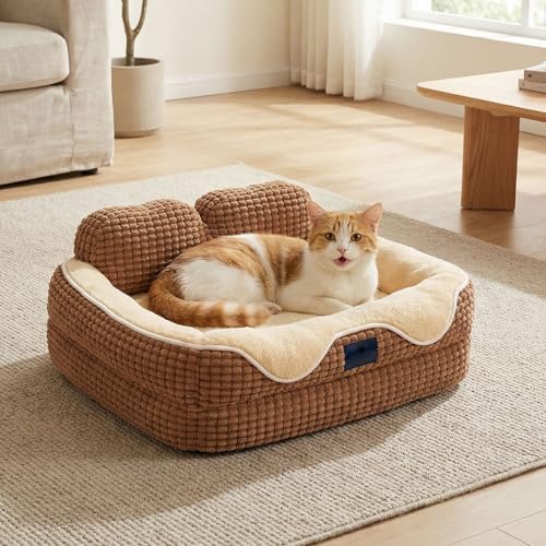 Veehoo Square Small Dog Bed, Orthopedic Dog Bed Washable Couch Sofa, 24"