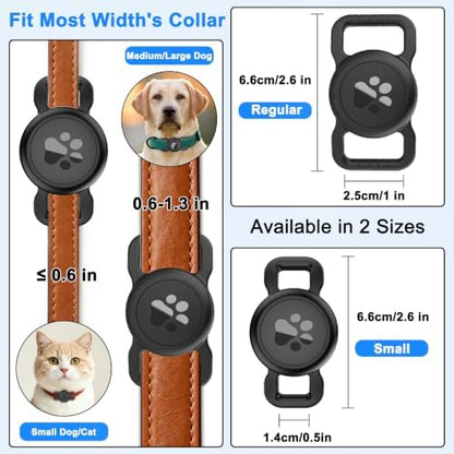 Airtag Collar Holder for Cats or Small Dogs, Waterproof, 1 Pack Black