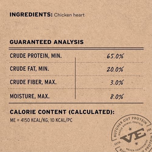 Vital Essentials Freeze Dried Raw Chicken Hearts Dog Treats, 1.9 oz Bag