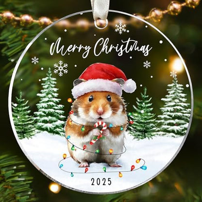 KATLADIZ Hamster Ornaments - Hamster Ornaments for Christmas Tree - Hamsters Gifts for Women, Lovers, Girls - Gifts for Cute Animals Lovers - Acrylic Christmas Ornament 2025
