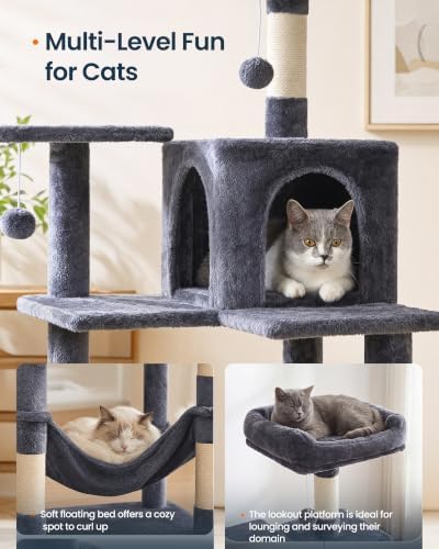 SONGMICS HOME Cat Tree for Indoor Cats, Multi-Level Tower