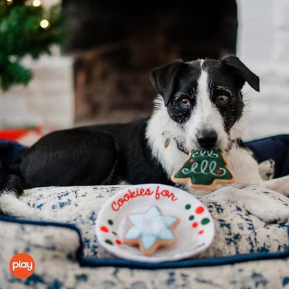P.L.A.Y. Cute Plush Dog Toys - Merry Woofmas Christmas Themed Durable Squeaker Chew Toy, Great for Puppies & Small, Medium, Large Dogs - Machine Washable, Recycled Materials (Christmas Eve Cookies)