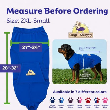 Surgi Snuggly Dog Surgery Recovery Suit, Cone Alternative, Spay/Neuter 2XLS