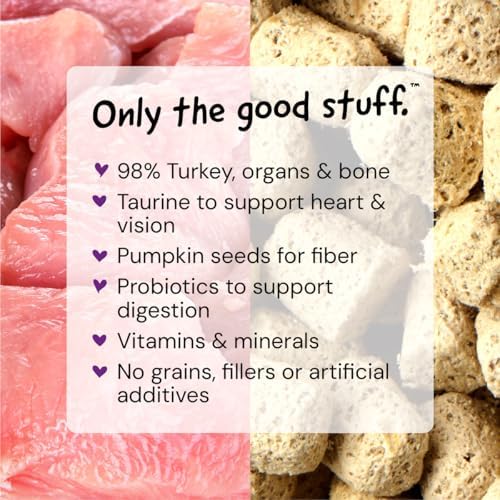 Stella & Chewy's Freeze-Dried Raw Cat Dinner Morsels - Premium Turkey Recipe with 98% Farm-Raised Meat & Organs - Natural Grain-Free Cat-& Kitten Food - Made in USA - 18 oz,(Pack of 2)