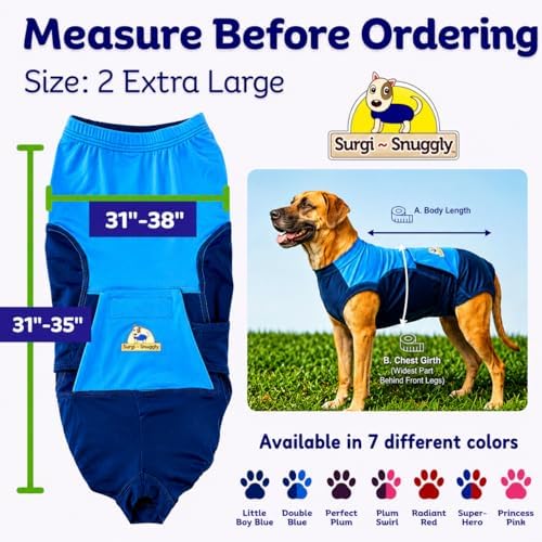 Surgi Snuggly Dog Surgery Recovery Suit, Cone Alternative, Spay/Neuter 2XL