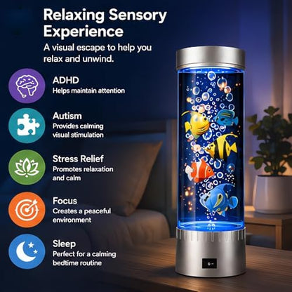 Bubble Fish Lamp with Color-Changing LED, Sensory Aquarium Light