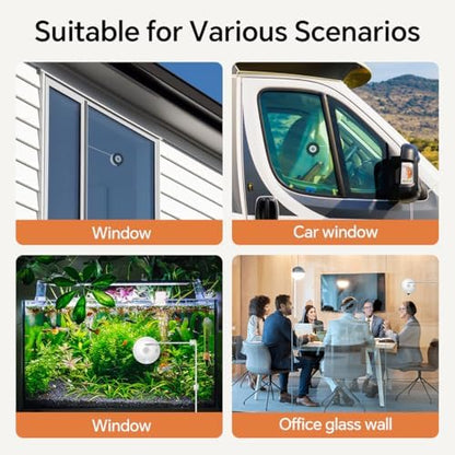 Window Cameras for Home Security: Indoor Camera for Outdoor Monitoring with 2K Full Color Night Vision Motion Human Vehicle Detection Easy Installation (2.4Ghz-2pcs)