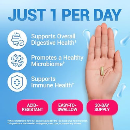Dr. Berg Probiotic Supplement (60 Billion CFUs) - Helps Ease Occasional Constipation, Diarrhea, Gas & Bloating* - Pre and Probiotics for Digestive Health - 30 Probiotic Capsules