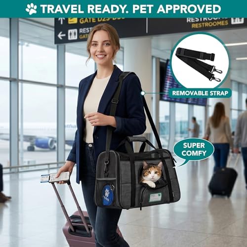 PetAmi Airline Approved Pet Carrier Cats Small Dogs, Large Heather Charcoal