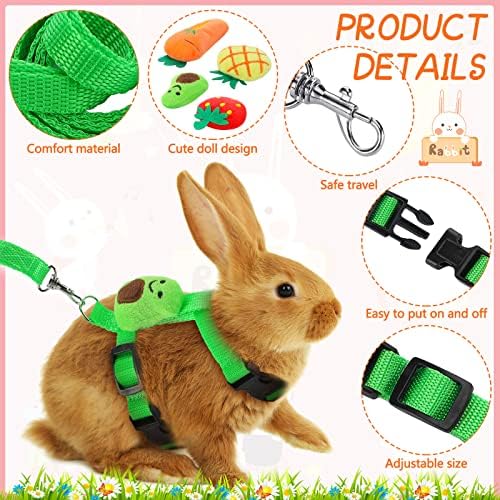 Tondiamo 4 Pcs Adjustable Bunny Harness and Leash Set for Small Pet,Fruit