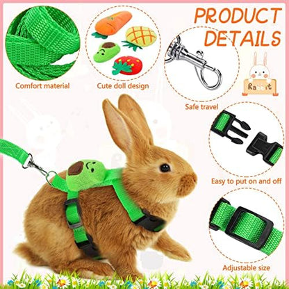 Tondiamo 4 Pcs Adjustable Bunny Harness and Leash Set for Small Pet,Fruit