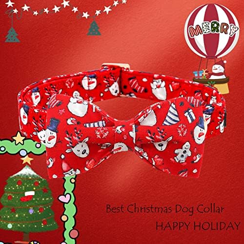 Lionheart Glory Christmas Dog Collar - Santa Print Bow Tie Collar for Small Dogs